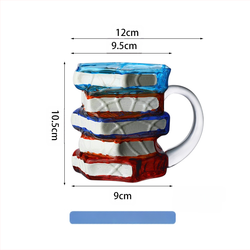 Piiriülene uus ja populaarne majapidamises kasutatav uudne kohvitass, kõrge borosilikaatklaasist tass, käsitsi maalitud virnastatud raamatukruus