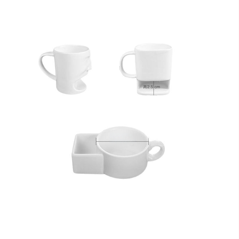 Näoveetass, paarile mõeldud veetass, paar isikupärastatud loomingulist kohvitassi, armsad ja naljakad valged tugevdatud keraamilised kruusid