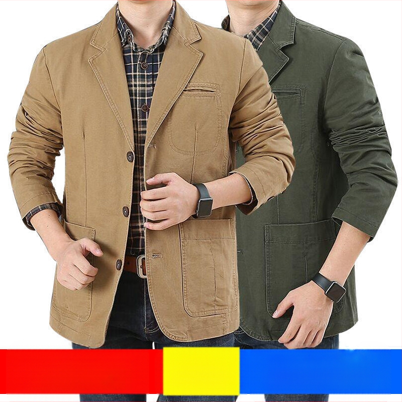 Piiriülese väliskaubanduse vabaaja ülikond meeste puuvillane jakk paks ülikond meeste keskealiste lahtiste suurte suuruste kevad- ja sügisülikondade klambritega