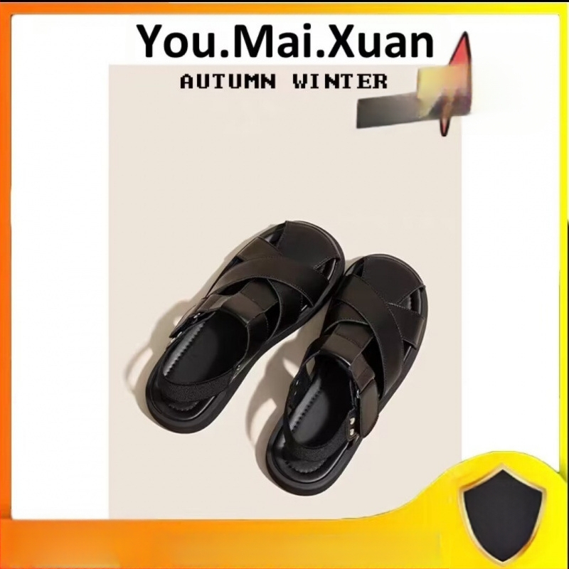 Sandale romane țesute Baotou pentru femei, îmbrăcăminte de vară exterioară 2024, stil nou de zână, cu fund plat, pantofi fierbinți cu colivie de porc, potriviți