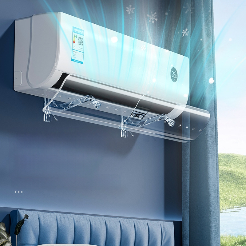 Permatomas oro kondicionieriaus vėjo deflektorius be montavimo, ištraukiamas, prie sienos montuojamas oro kondicionieriaus vėjo skydas nuo tiesioginio oro pūtimo, vėjo deflektorius