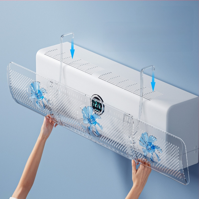 Oro kondicionieriaus priekinis stiklas be perforavimo pakabinamo anti-tiesioginio pūtimo oro deflektoriaus buitinis sieninis oro kondicionieriaus oro išleidimo angos deflektorius didmeninė prekyba