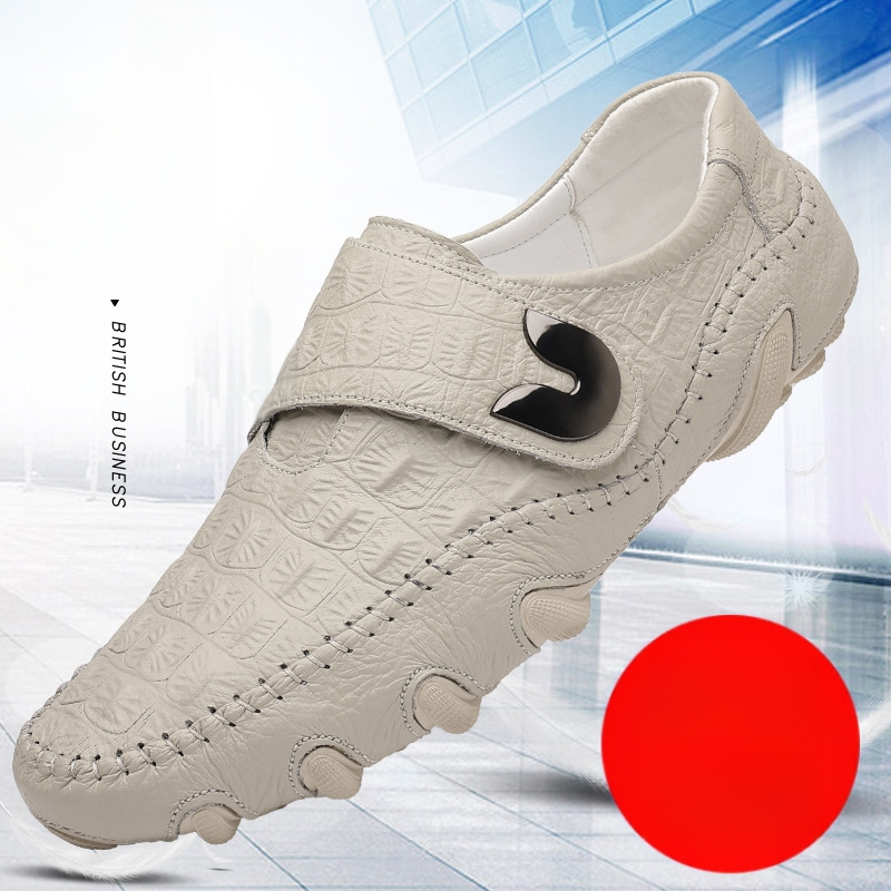 Határokon átnyúló férfi valódi bőrcipők 2025 őszi új férfi első rétegű marhabőr divatos krokodilmintás férfi cipők nagykereskedelemben