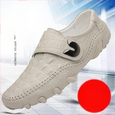 Krokodilmintás első rétegű marhabőr retró hétköznapi bőrcipők divatos, népszerű négy évszakos férficipők tépőzáras babcipők férfiaknak és uraknak