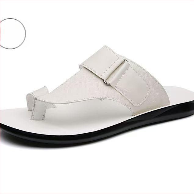 Férfi flip-flopok 2025 nyári dombornyomott bőr felső rétegű marhabőr orrú szandál sport szabadidős szandálok