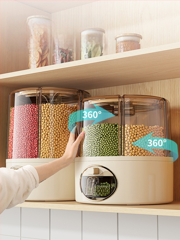 Buitinis grūdų laikymo ryžių kibiras, sandarus buitinis, vabzdžiams atsparus, drėgmei atsparus laikymo dėžės klasifikuotas grotelių besisukantis laikymo kibiras