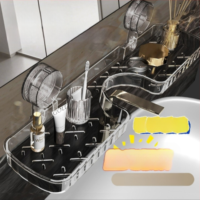 „Groove“ maišytuvo siurbimo puodelio laikymo lentynėlė vonios kambariui, vonios kambario laikymo dėžė be perforatoriaus, siurbimo puodelis vonios kriauklei