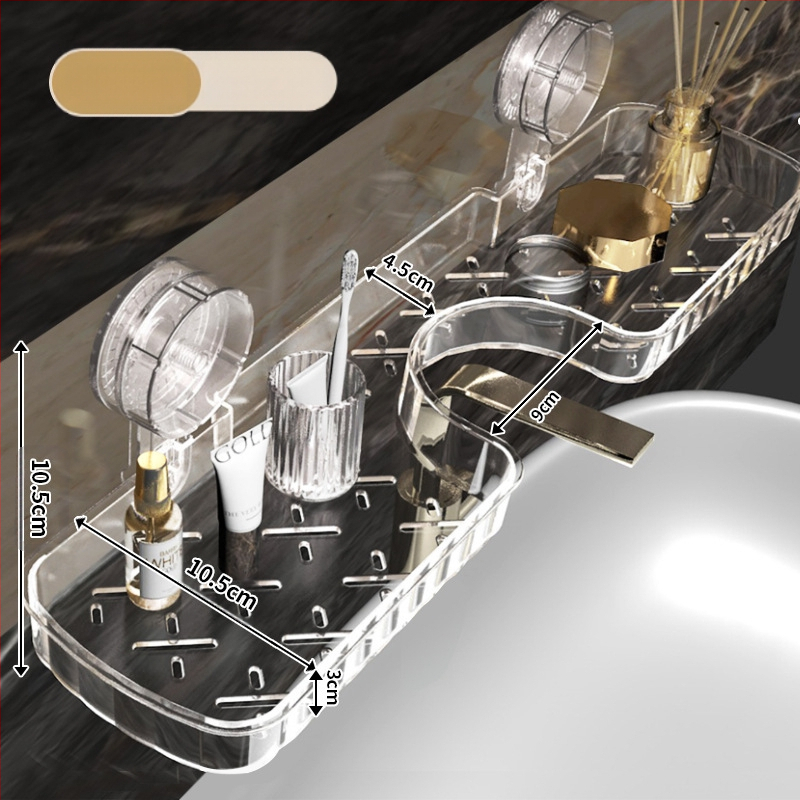 „Groove“ maišytuvo siurbimo puodelio laikymo lentynėlė vonios kambariui, vonios kambario laikymo dėžė be perforatoriaus, siurbimo puodelis vonios kriauklei