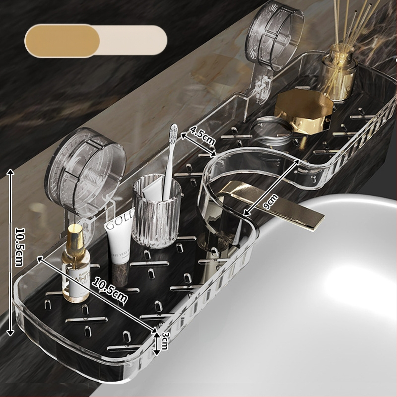 „Groove“ maišytuvo siurbimo puodelio laikymo lentynėlė vonios kambariui, vonios kambario laikymo dėžė be perforatoriaus, siurbimo puodelis vonios kriauklei