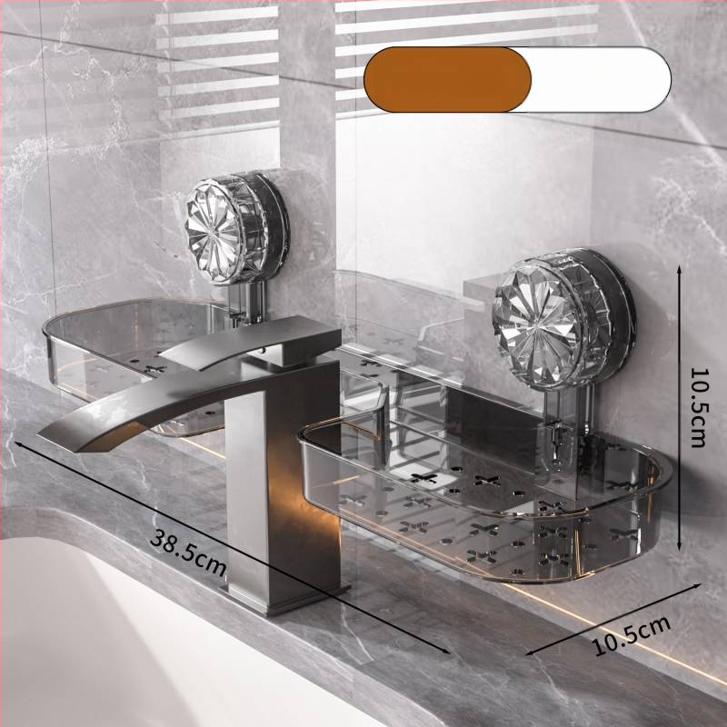 „Groove“ maišytuvo siurbimo puodelio laikymo lentynėlė vonios kambariui, vonios kambario laikymo dėžė be perforatoriaus, siurbimo puodelis vonios kriauklei