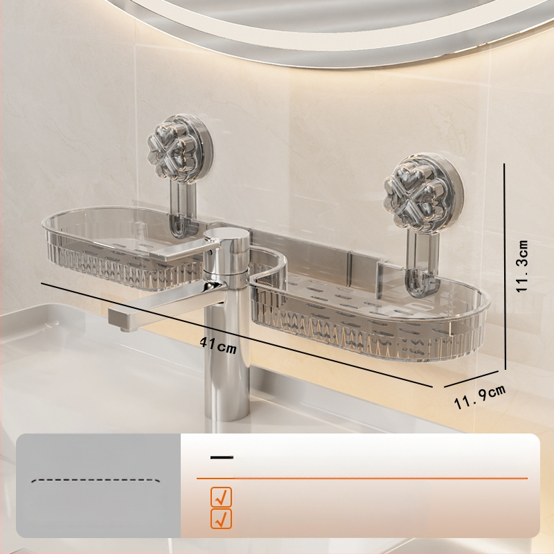 „Groove“ maišytuvo siurbimo puodelio laikymo lentynėlė vonios kambariui, vonios kambario laikymo dėžė be perforatoriaus, siurbimo puodelis vonios kriauklei