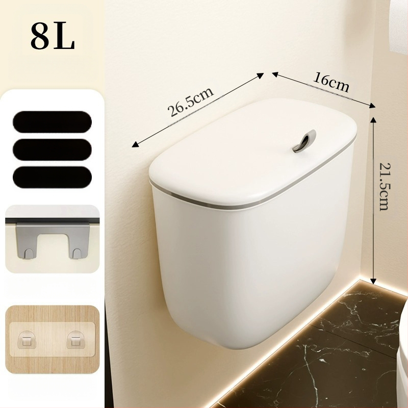 Virtuves atkritumu tvertne, pie sienas stiprināma sadzīves virtuves atkritumu uzglabāšanas spainis ar vāku, skapīša durvis, var pakārt papīra grozu, vannas istabai, tualetei