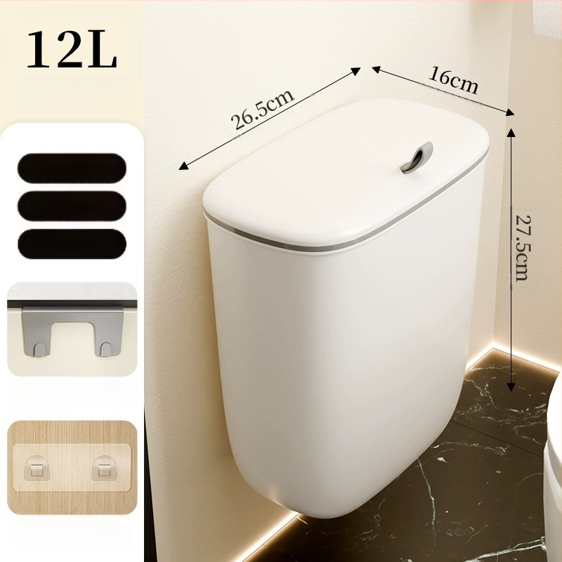 Virtuves atkritumu tvertne, pie sienas stiprināma sadzīves virtuves atkritumu uzglabāšanas spainis ar vāku, skapīša durvis, var pakārt papīra grozu, vannas istabai, tualetei