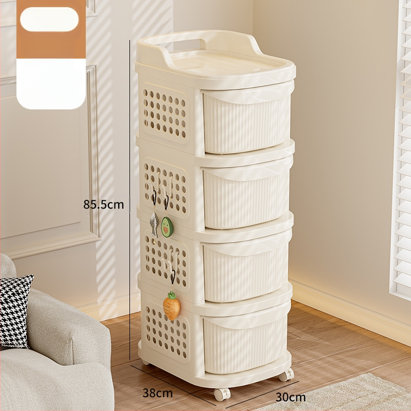 Telepítésmentes kocsi Többrétegű fiókos tárolóállvány Snack tárolóállvány Bébitermékek mozgatható tárolóállvány