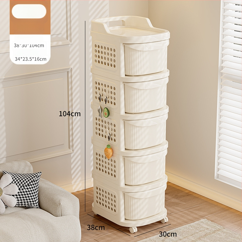 Telepítésmentes kocsi Többrétegű fiókos tárolóállvány Snack tárolóállvány Bébitermékek mozgatható tárolóállvány