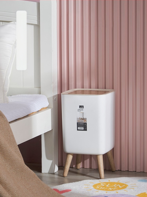 Vairumtirdzniecības augstpapēžu atkritumu tvertne japāņu stilā, vienkāršs baļķu stila elastīgs pārsegs, jauks mājas viesistabas grīdas paliktnis ar augstpapēžu...