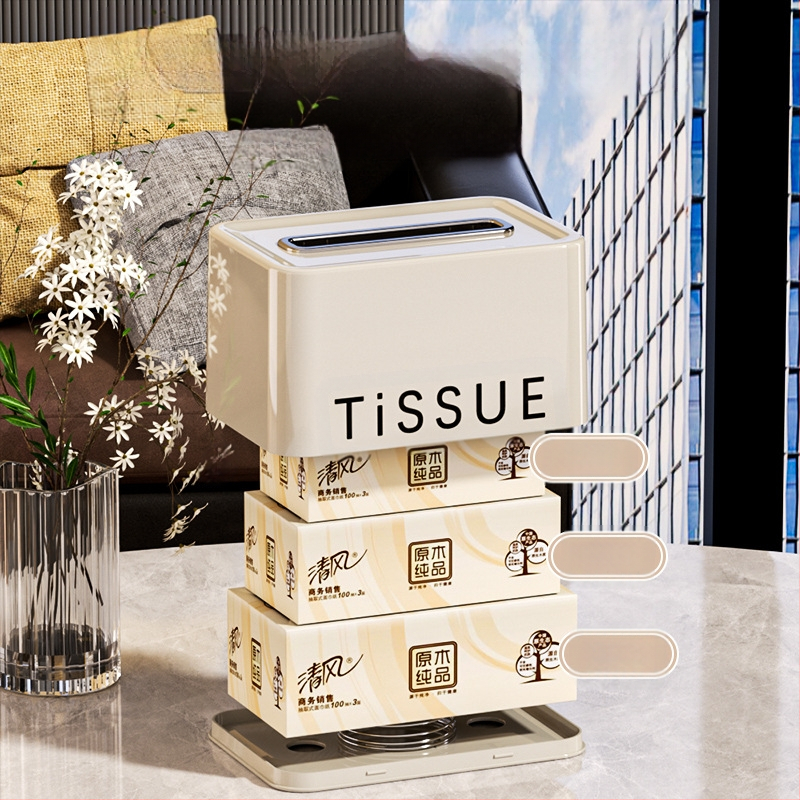 „Ins Style“ spyruoklinė servetėlių dėžutė svetainei, miegamajam, sustiprinta sustorinta, apsauganti nuo kritimo servetėlių dėžutė, lengva, prabangi, paprasto stiliaus, ištraukimo popierinė dėžutė