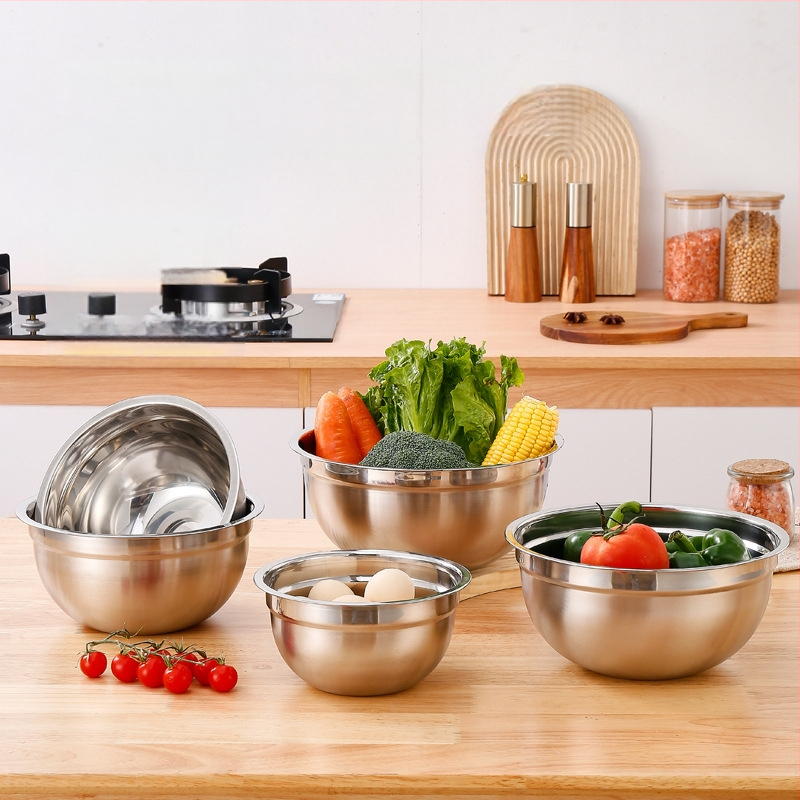 Nerūdijančio plieno salotų dubuo su dangčiu, virtuvės daugiafunkcis kiaušinių plaktuvas, kepimo indas, daugiafunkcis vaisių ir daržovių laikymas