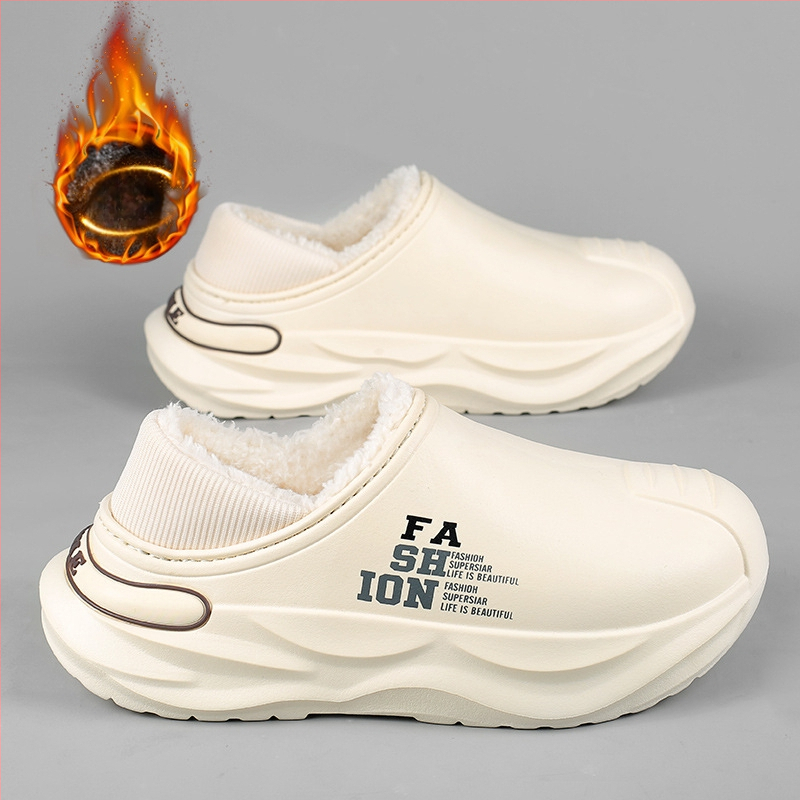 Téli divatos férfi pamuttal bélelt cipő félig húzódó és szar érzetű, vastagított puha talppal, polár béléssel, meleg csúszásmentes, vízálló, hidegálló hótaposóval