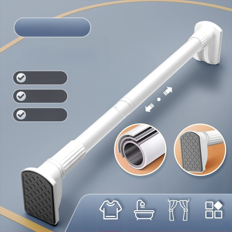 Perforeeritud dušikardina varras, kardinapuu, roostevabast terasest paksendatud rõduriidepuu, teleskoopne pesukuivatusvarras, valge paksendatud pikk varras