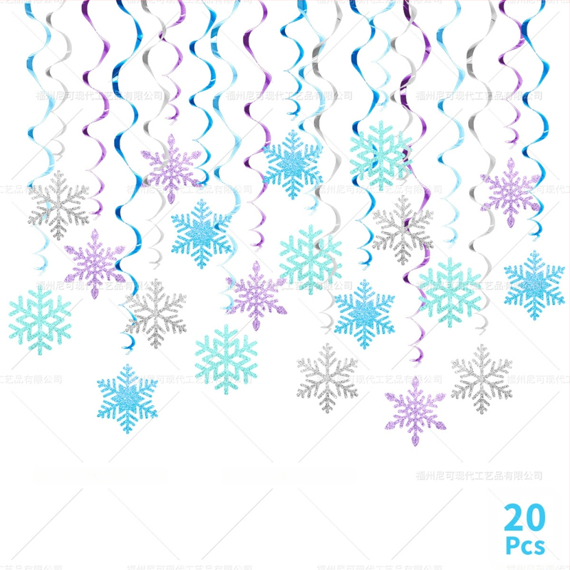 Karácsonyi hópehely spirál függődísz téli témájú hópehely függő pezsgőfürdő függődísz karácsonyi partidekoráció