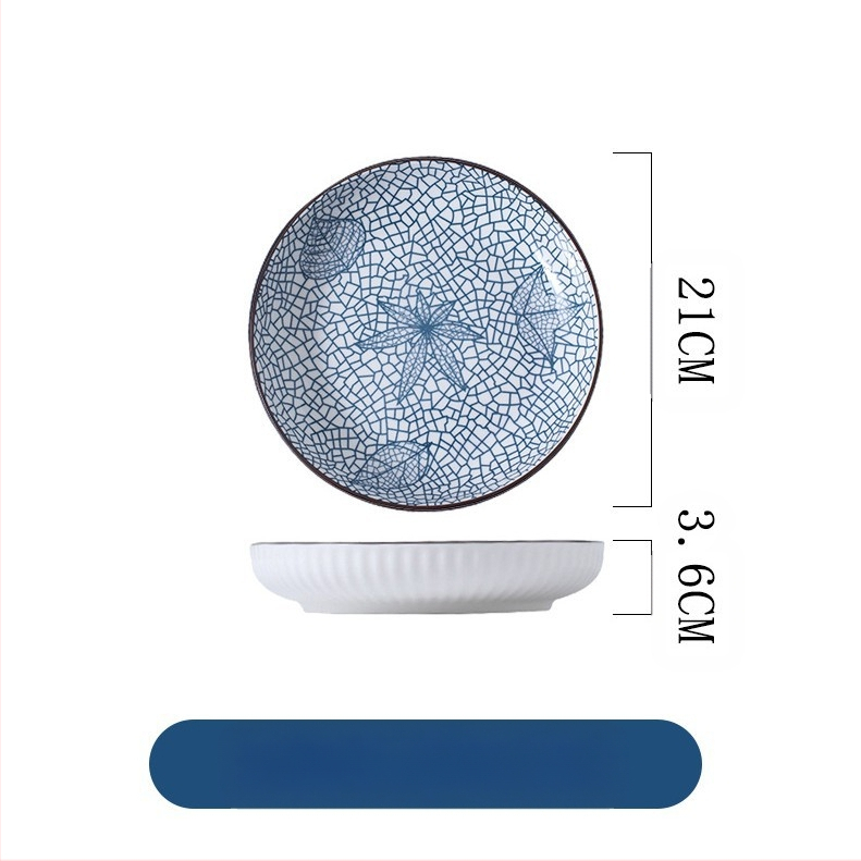 Jaapani stiilis vertikaalse mustriga 8-tolline sügav ketas majapidamise söögitoa keraamilised taldrikud lauanõud lihtne moodne elutoa puuviljasalati taldrik