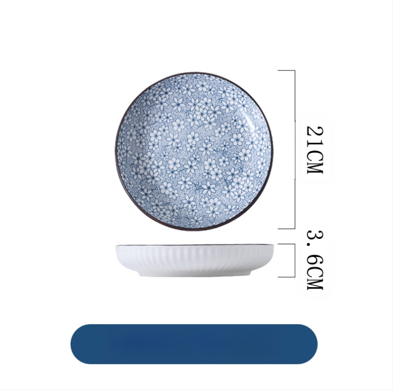 Jaapani stiilis vertikaalse mustriga 8-tolline sügav ketas majapidamise söögitoa keraamilised taldrikud lauanõud lihtne moodne elutoa puuviljasalati taldrik