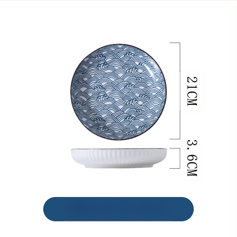 Jaapani stiilis vertikaalse mustriga 8-tolline sügav ketas majapidamise söögitoa keraamilised taldrikud lauanõud lihtne moodne elutoa puuviljasalati taldrik