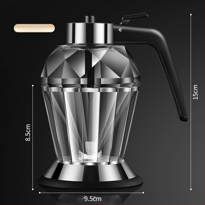 Deimantinio stiklo aliejaus puodas iš nerūdijančio plieno, mažas aliejaus butelis, aliejaus puodas virtuvei, buitinis sojų padažo acto prieskonių butelis, be aliejaus nuotėkio, medaus puodas