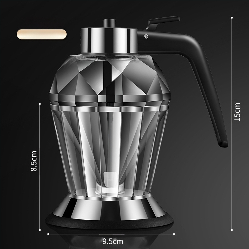 Deimantinio stiklo aliejaus puodas iš nerūdijančio plieno, mažas aliejaus butelis, aliejaus puodas virtuvei, buitinis sojų padažo acto prieskonių butelis, be aliejaus nuotėkio, medaus puodas