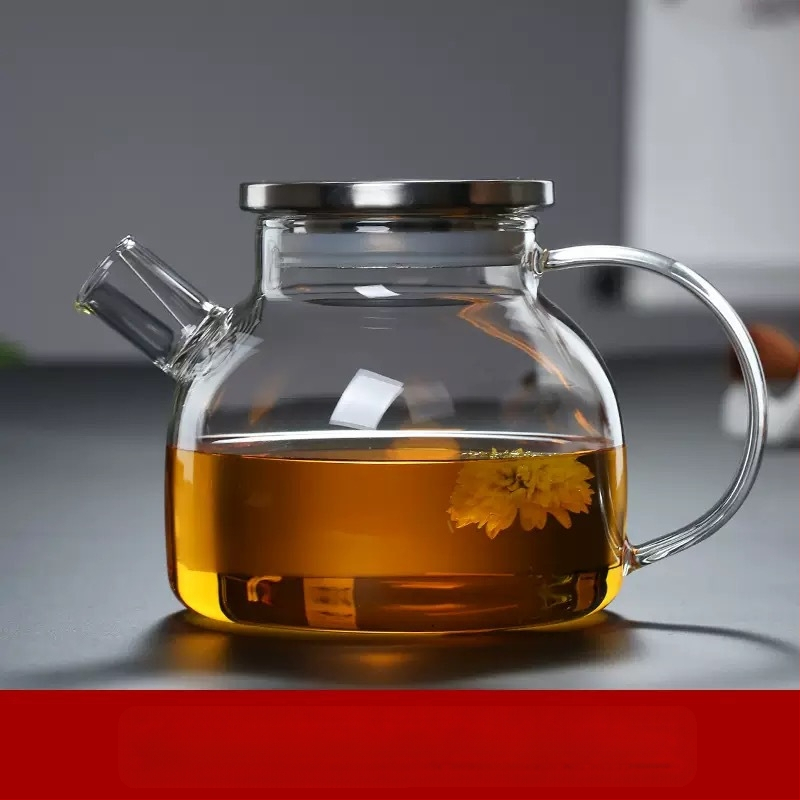 Gyárilag foltos, nagy boroszilikát üvegből készült, nagy kapacitású bambusz fedéllel ellátott hideg vízforraló, háztartási fűthető virágtea-főző, friss gyümölcslé-készítő vízforraló