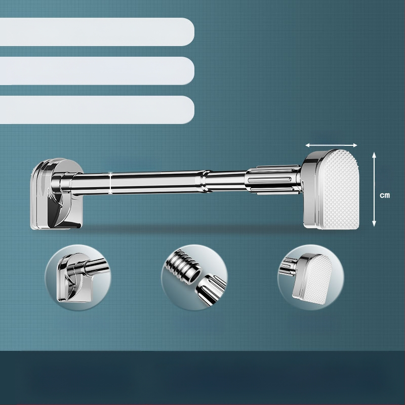 Lyukmentes ruhaszárító rúd Teleszkópos zuhanyfüggöny rúd Rozsdamentes acél Hűvös ruhásszekrény rúd WC zsugorító rúd Függönyrúd szárító állvány