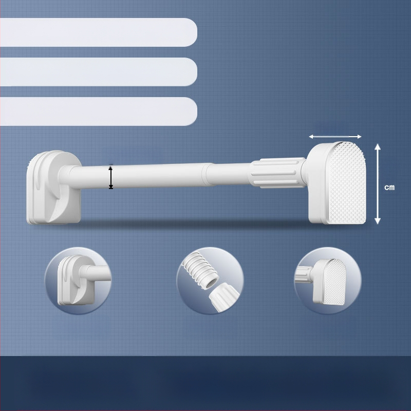 Lyukmentes ruhaszárító rúd Teleszkópos zuhanyfüggöny rúd Rozsdamentes acél Hűvös ruhásszekrény rúd WC zsugorító rúd Függönyrúd szárító állvány