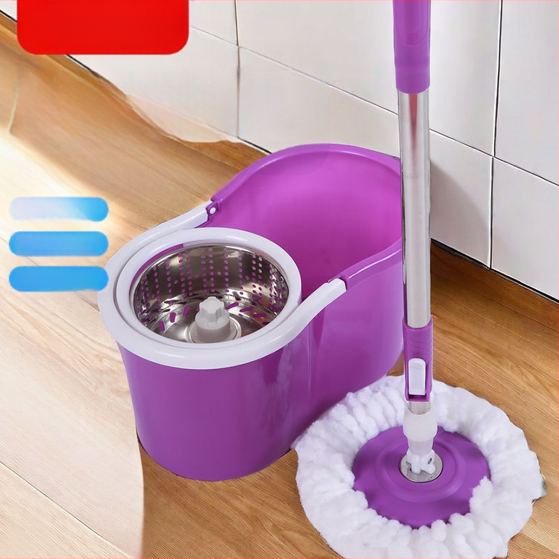 Μικρός κάδος εξωτερικού εμπορίου με σχήμα οκτώ, χαλύβδινο καλάθι, σετ περιστρεφόμενων σφουγγαρίστρας χωρίς πλύσιμο, στρογγυλή σφουγγαρίστρα Lazy Mop με ένα σκούπισμα και κάδο