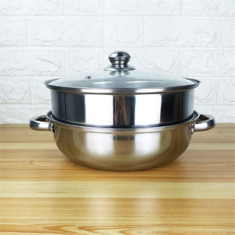 Неръждаема стомана двуслойна параходка 28 см параходка за супа двойна употреба многослойна тенджера за супа подаръчна тенджера гореща тенджера подаръчно лого универсална
