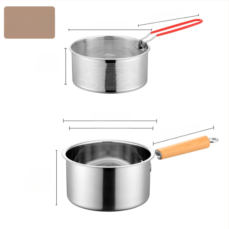 Nerūdijančio plieno keptuvė, buitinė, maža keptuvė su sieteliu, dujinė keptuvė, gilinanti degalus, taupanti 304 nerūdijančio plieno keptuvę