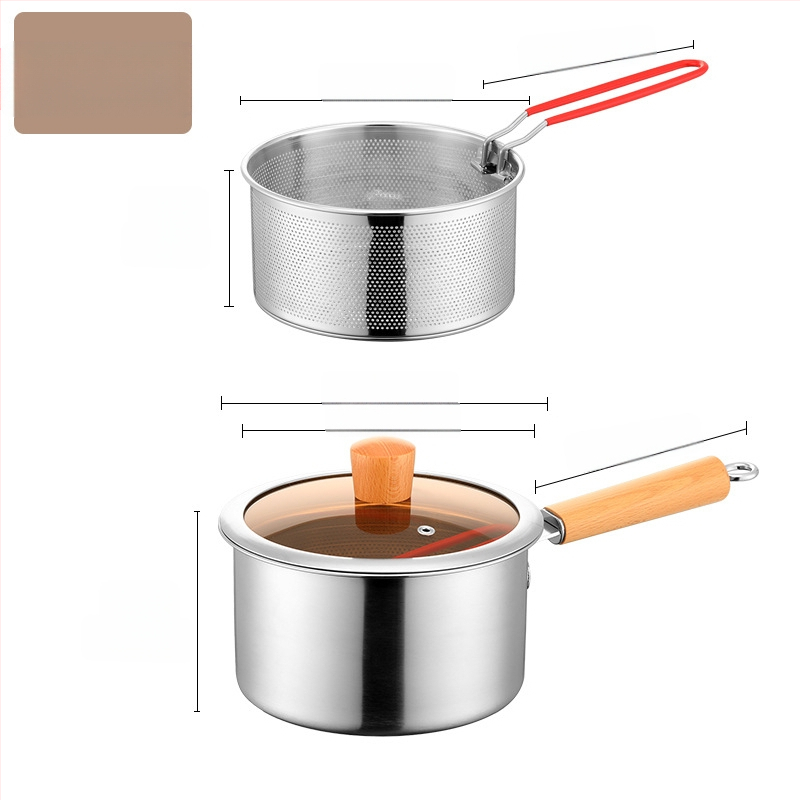 Nerūdijančio plieno keptuvė, buitinė, maža keptuvė su sieteliu, dujinė keptuvė, gilinanti degalus, taupanti 304 nerūdijančio plieno keptuvę