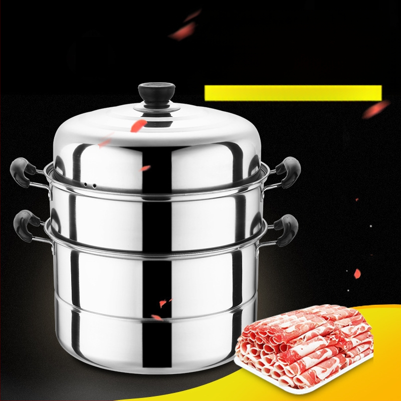 Двуслоен параход от неръждаема стомана, удебелен търговски параход с двойно предназначение, трислоен параход с голям капацитет, домакински многофункционален параход