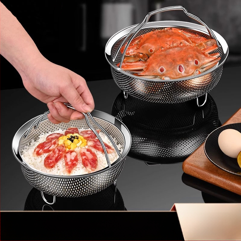 304 nerūsējošā tērauda tvaicētājs rīsu vārītājs ūdensnecaurlaidīgs sabiezināts tvaicētājs tvaicēti dārzeņi tvaicētas maizītes ar rokturi tvaicēšanas režģis tvaicēšanas režģis tvaicēšanas režģi