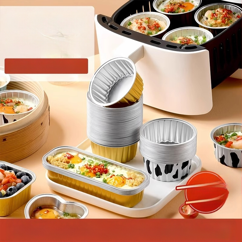 Oro keptuvės alavo folijos dubuo aliuminio folija kartojama buitinė orkaitė pyrago pudingo kepimo forma maža alavo folijos dėžutė puodelio padėklas