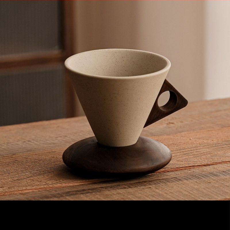 Keskaegses stiilis loominguline kivinõude kohvitass, kruus, tipptasemel nišš, peen Ameerika latte kohvikeraamiline eritass