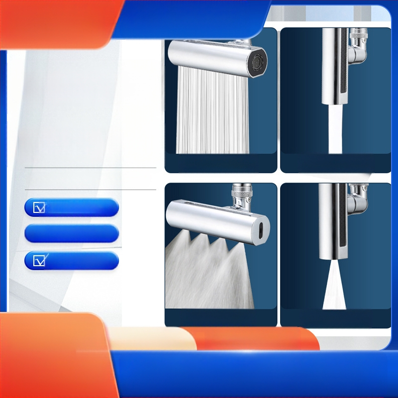 Feiyu kuhinjska slavina s vodopadom, rotirajuća s četiri stupnja prijenosa, otporna na prskanje vode, univerzalni adapter za mlaznicu za vodu, produžetak, otporan na artefakte