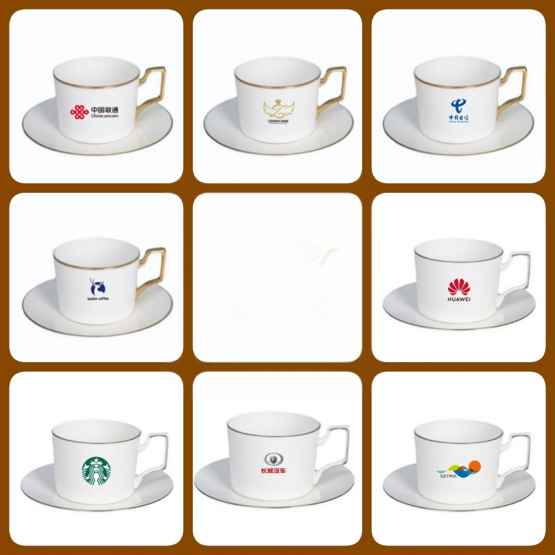 Nagykereskedelmi aranyozott peremes kerámia kávéscsésze és csészealj készlet, csont porcelánból, egyszerű, kreatív otthoni délutáni teáscsésze, őszi fesztivál emléktárgy