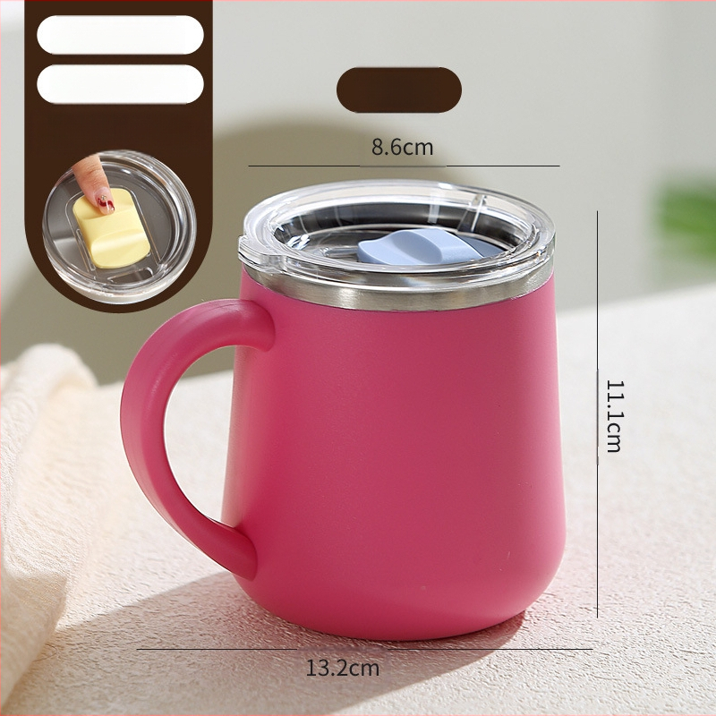 Kõrge väärtusega kruus tüdrukutele mõeldud kaasaskantav kohvitass kaanega, kahekihiline, põletuskindel, suletud roostevabast terasest majapidamiskruus