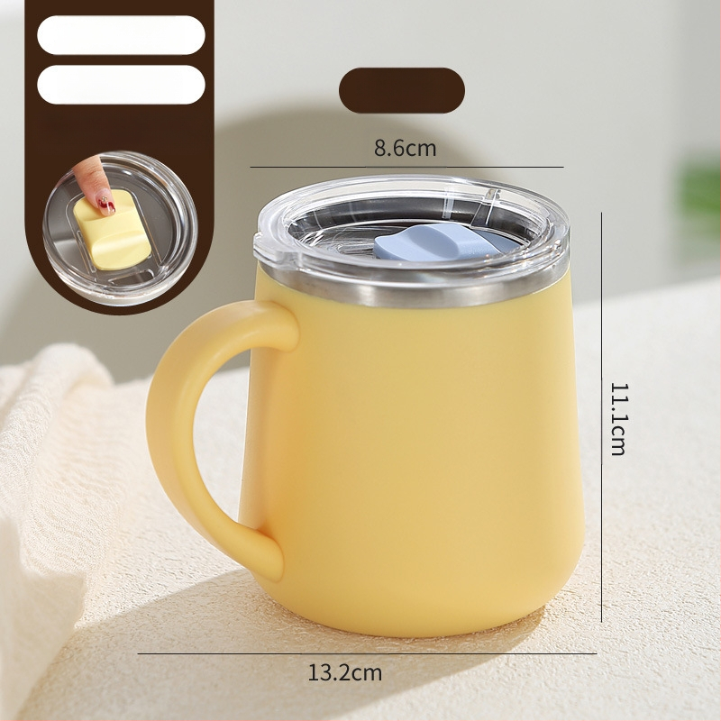 Kõrge väärtusega kruus tüdrukutele mõeldud kaasaskantav kohvitass kaanega, kahekihiline, põletuskindel, suletud roostevabast terasest majapidamiskruus