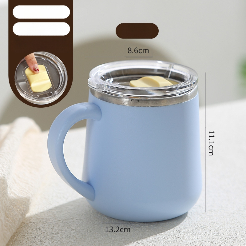 Kõrge väärtusega kruus tüdrukutele mõeldud kaasaskantav kohvitass kaanega, kahekihiline, põletuskindel, suletud roostevabast terasest majapidamiskruus