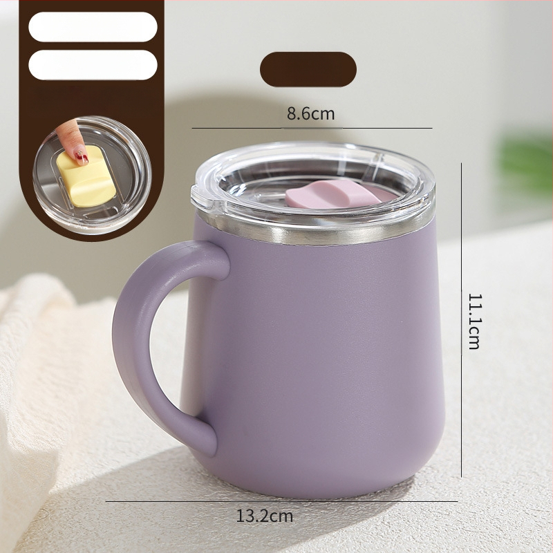 Kõrge väärtusega kruus tüdrukutele mõeldud kaasaskantav kohvitass kaanega, kahekihiline, põletuskindel, suletud roostevabast terasest majapidamiskruus