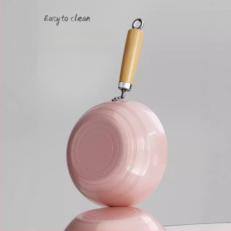 Nauja „Sakura“ miltelių keraminė keptuvė, vieno asmens neprideganti keptuvė, kūdikių maisto papildoma keptuvė, universali viryklė, maža „Wok“ didmeninė prekyba