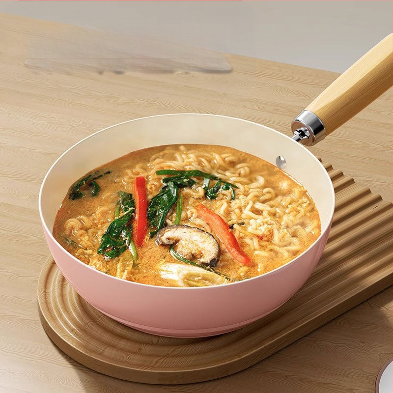 Nauja „Sakura“ miltelių keraminė keptuvė, vieno asmens neprideganti keptuvė, kūdikių maisto papildoma keptuvė, universali viryklė, maža „Wok“ didmeninė prekyba