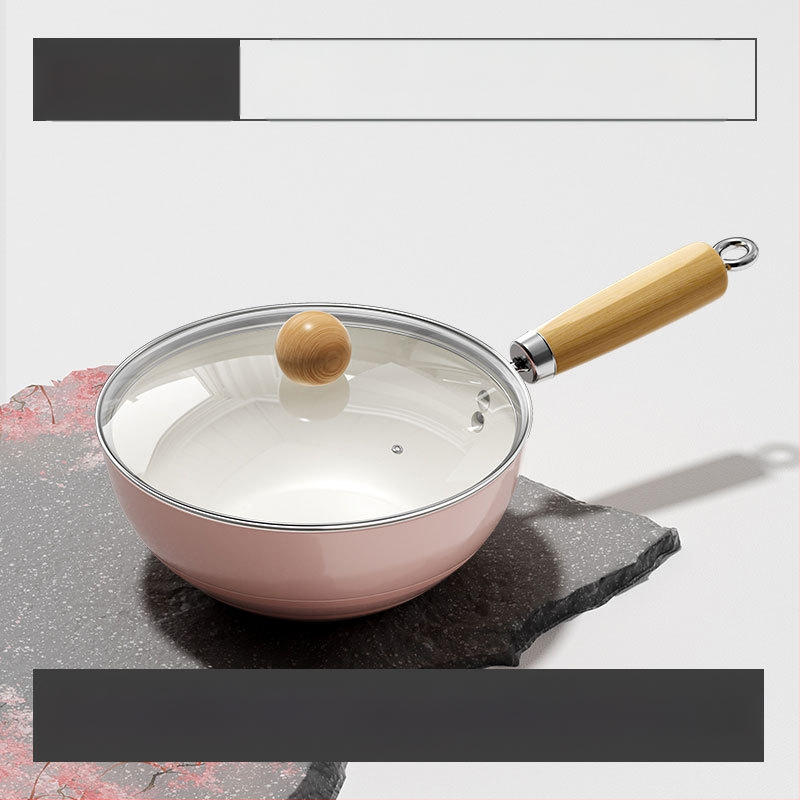 Nauja „Sakura“ miltelių keraminė keptuvė, vieno asmens neprideganti keptuvė, kūdikių maisto papildoma keptuvė, universali viryklė, maža „Wok“ didmeninė prekyba